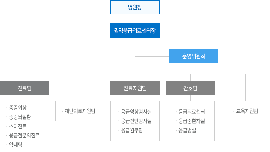 충남권역응급의료센터 조직도